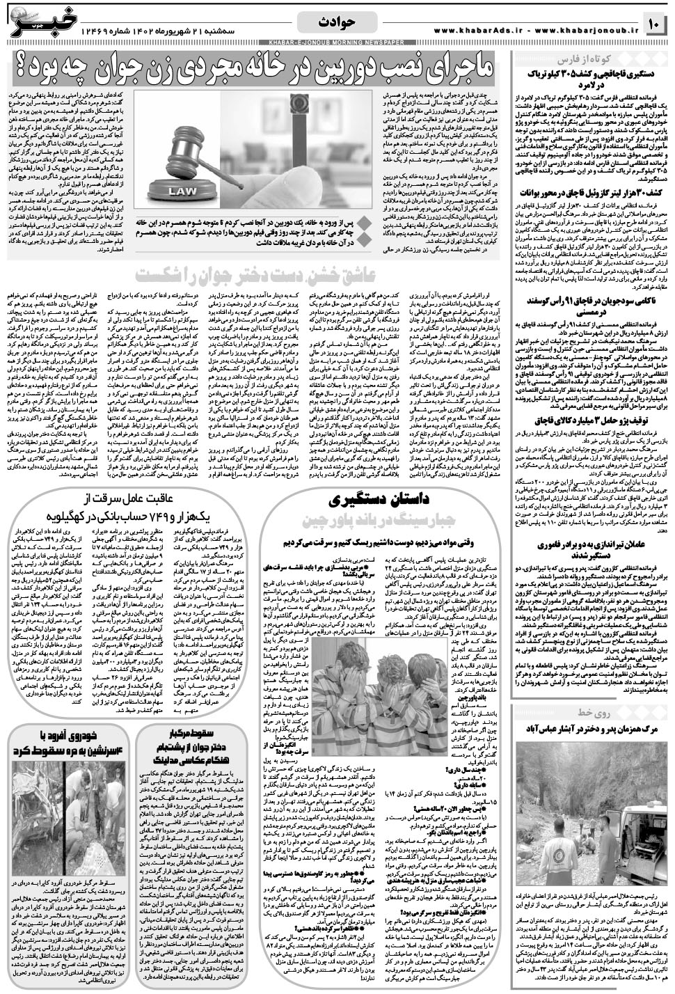 مشاهده صفحه ۱۰ روزنامه خبرجنوب تاریخ ۲۱  سال ۱۴۰۲