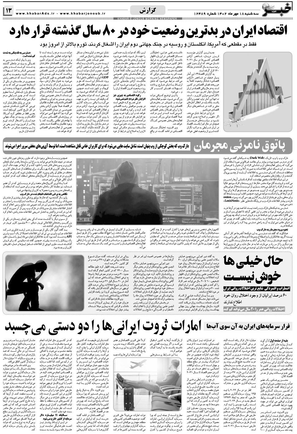 مشاهده صفحه ۱۳ روزنامه خبرجنوب تاریخ ۱۸  سال ۱۴۰۲