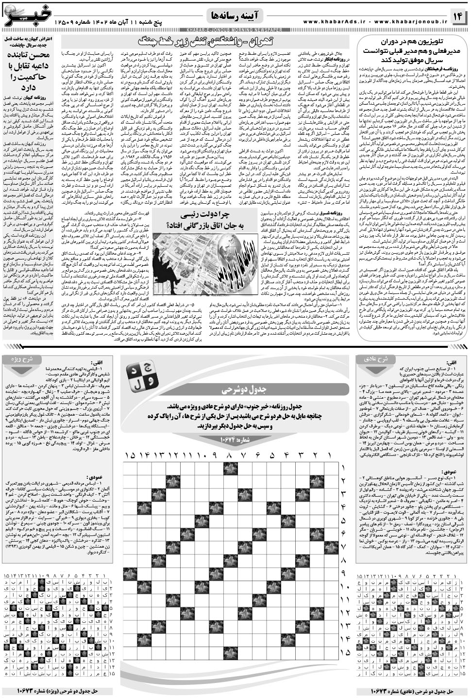 مشاهده صفحه ۱۴ روزنامه خبرجنوب تاریخ ۱۱  سال ۱۴۰۲