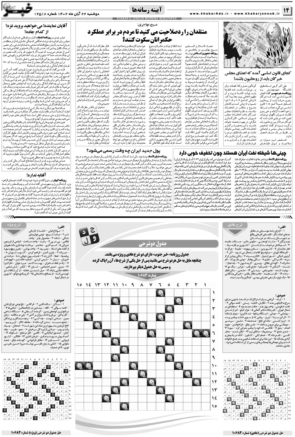 مشاهده صفحه ۱۴ روزنامه خبرجنوب تاریخ ۲۲  سال ۱۴۰۲
