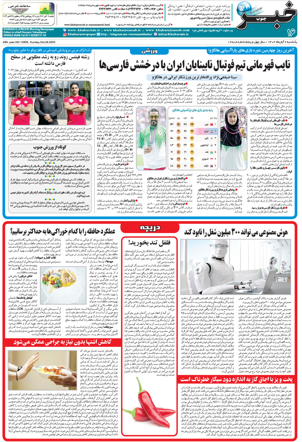 مشاهده صفحه ۱۶ روزنامه خبرجنوب تاریخ ۷  سال ۱۴۰۲