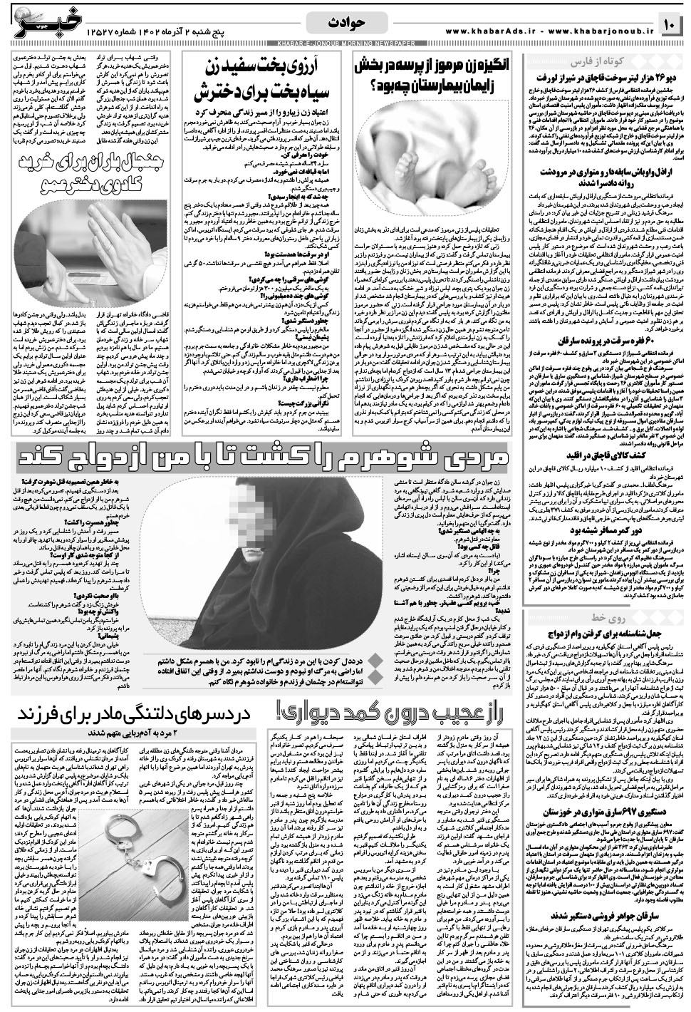 مشاهده صفحه ۱۰ روزنامه خبرجنوب تاریخ ۲  سال ۱۴۰۲