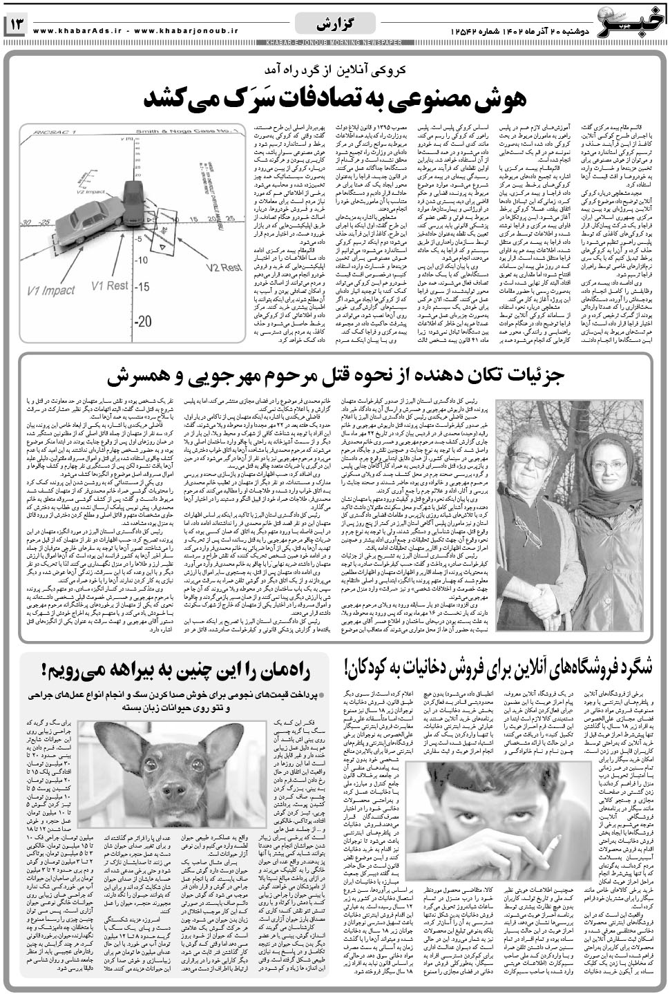 مشاهده صفحه ۱۳ روزنامه خبرجنوب تاریخ ۲۰  سال ۱۴۰۲