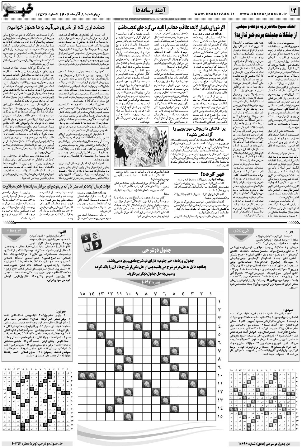 مشاهده صفحه ۱۴ روزنامه خبرجنوب تاریخ ۸  سال ۱۴۰۲