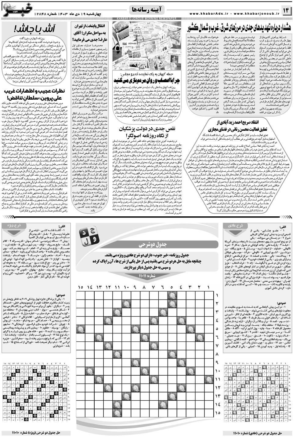 مشاهده صفحه ۱۴ روزنامه خبرجنوب تاریخ ۱۹ دی سال ۱۴۰۳