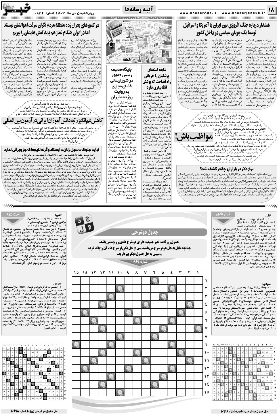 مشاهده صفحه ۱۸ روزنامه خبرجنوب تاریخ ۵ دی سال ۱۴۰۳