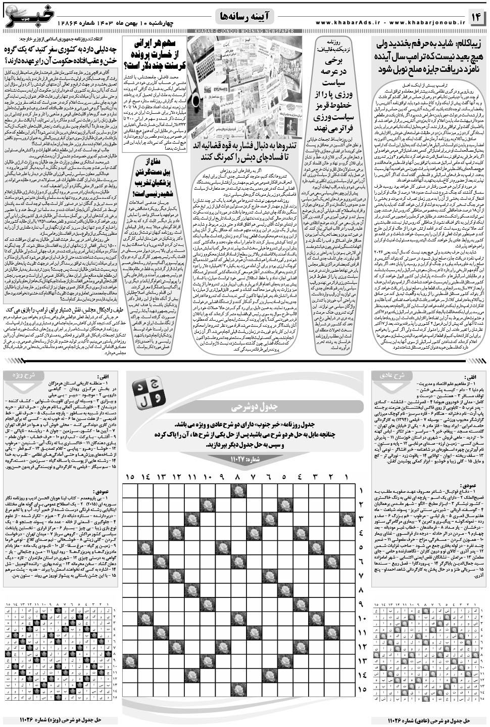 مشاهده صفحه ۱۴ روزنامه خبرجنوب تاریخ ۱۰ بهمن سال ۱۴۰۳