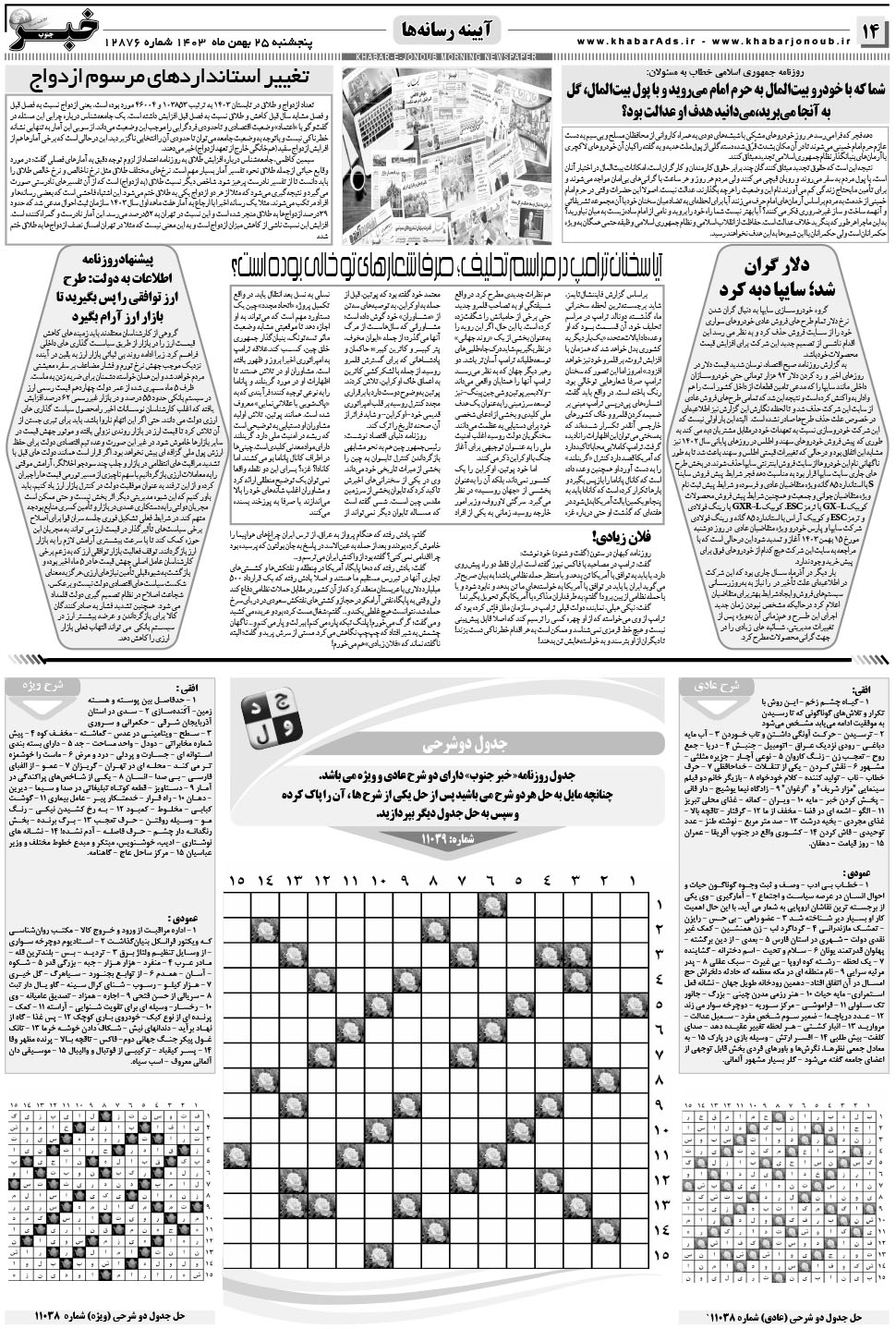 مشاهده صفحه ۱۴ روزنامه خبرجنوب تاریخ ۲۵ بهمن سال ۱۴۰۳