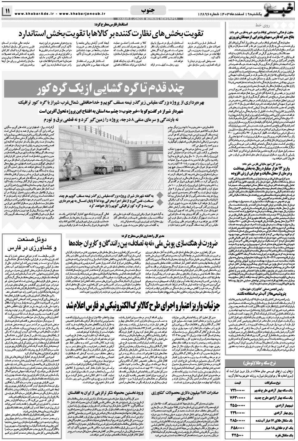 مشاهده صفحه ۱۱ روزنامه خبرجنوب تاریخ ۱۹ اسفند سال ۱۴۰۳