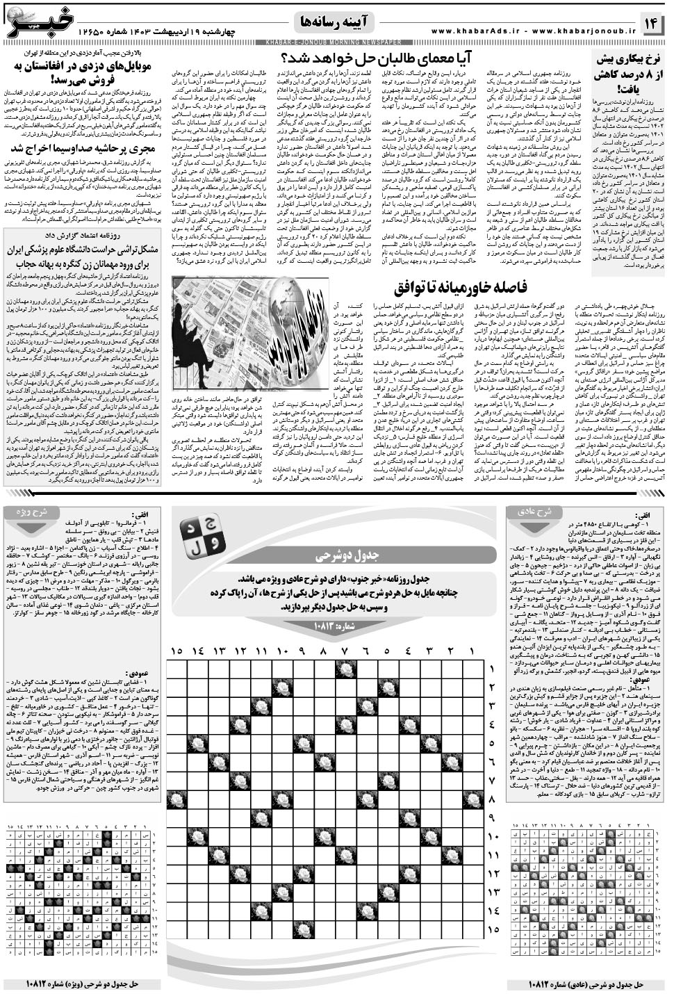 مشاهده صفحه ۱۴ روزنامه خبرجنوب تاریخ ۱۹  سال ۱۴۰۳