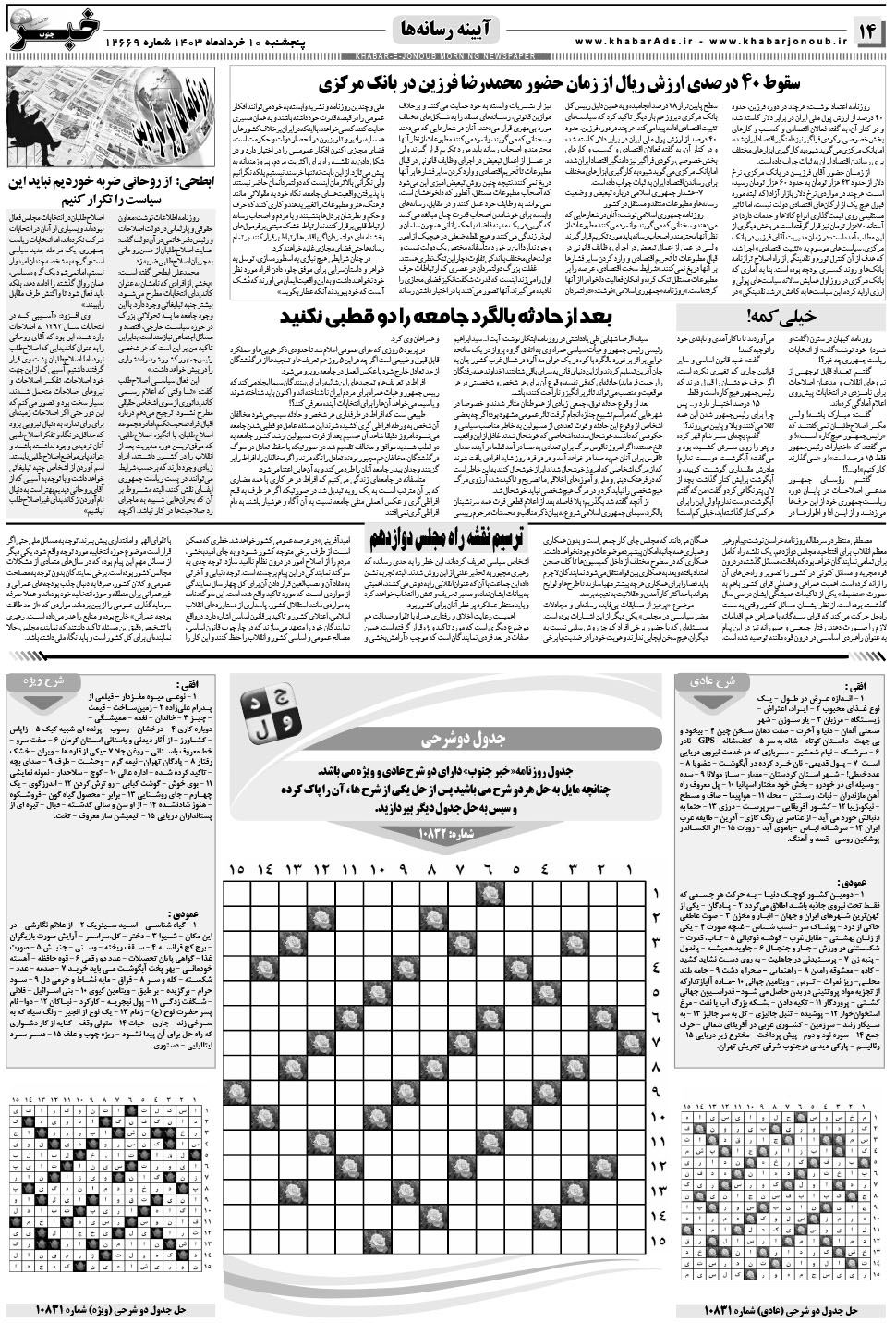 مشاهده صفحه ۱۴ روزنامه خبرجنوب تاریخ ۱۰  سال ۱۴۰۳