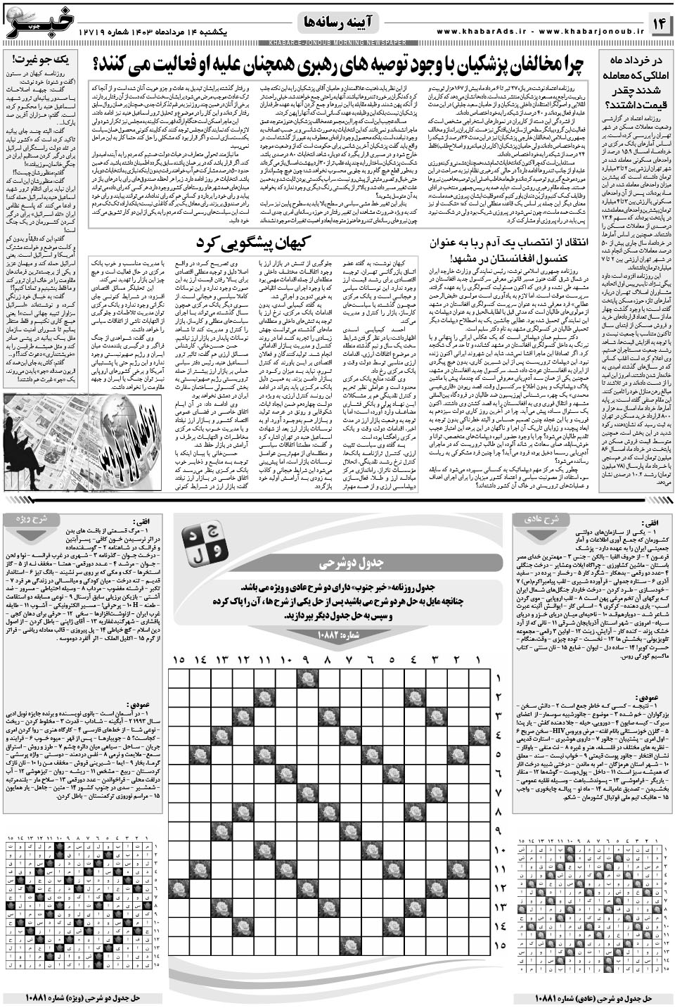 مشاهده صفحه ۱۴ روزنامه خبرجنوب تاریخ ۱۴  سال ۱۴۰۳