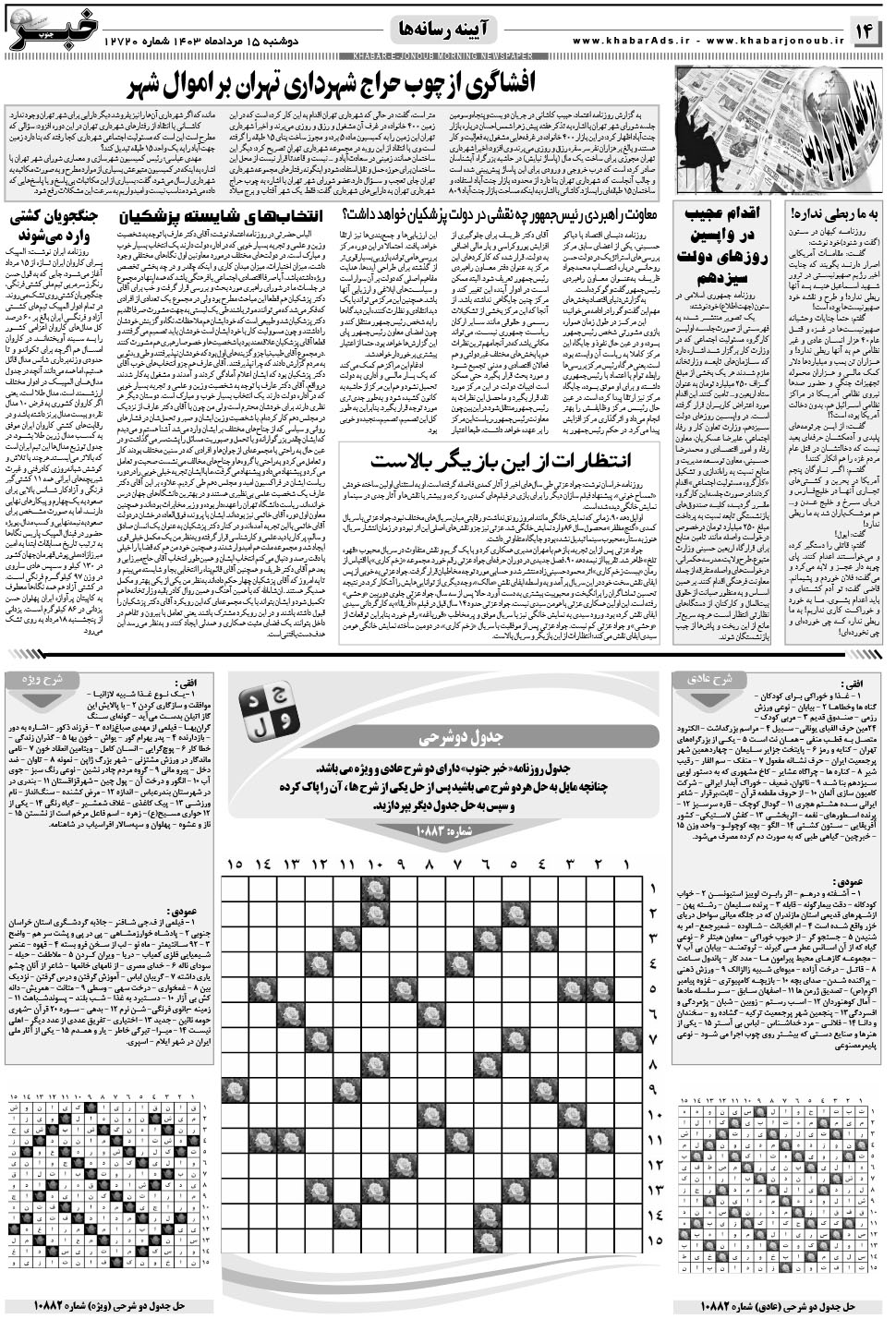 مشاهده صفحه ۱۴ روزنامه خبرجنوب تاریخ ۱۵  سال ۱۴۰۳