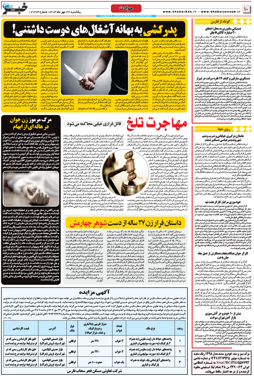 مشاهده صفحه ۱۰ روزنامه خبرجنوب تاریخ ۲۲  سال ۱۴۰۳